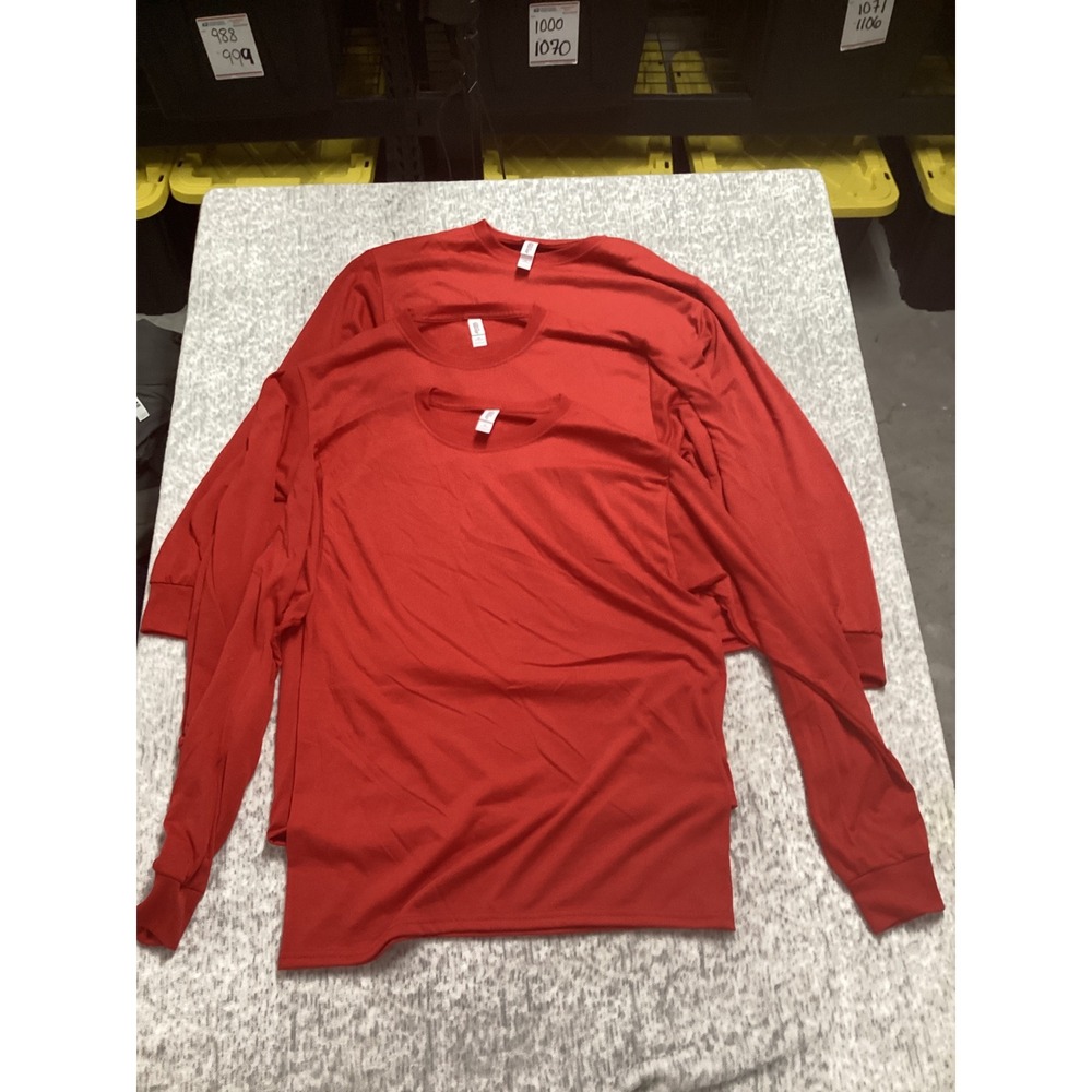 Jerzees Dri-Power Mens Medium Red Long Sleeve T-Shirt Lot of 3 Performance Tee